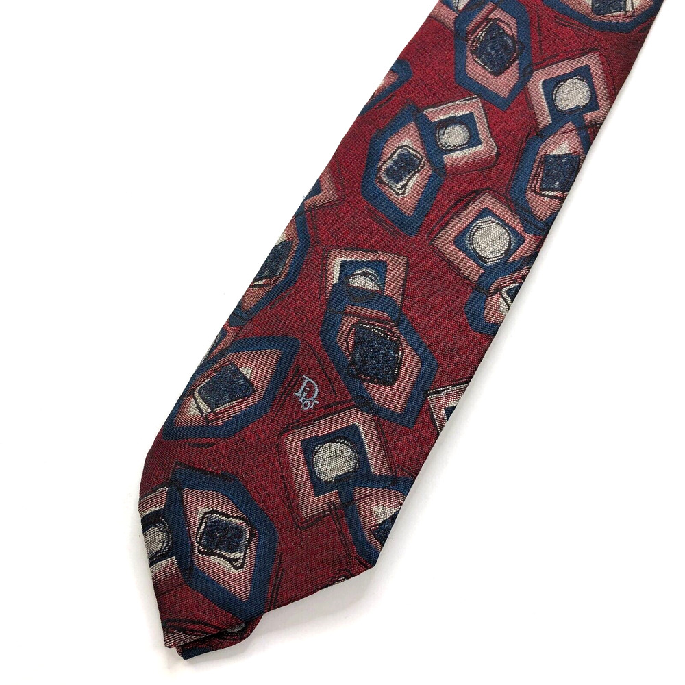 Christian Dior Monsieur Polyester Neck Tie Men’s Designer Vintage 57 Inch Red